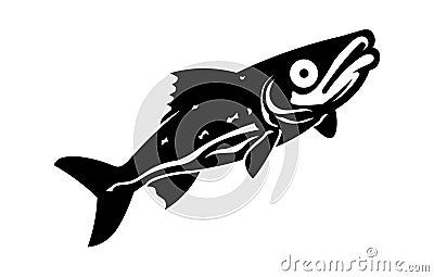River Haddock fish. Fish Haddock Hand drawn vector illustration , River Haddock FIsh silhouette Vector Illustration