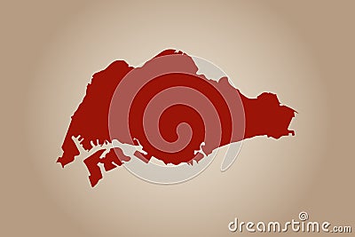 Red colored map design isolated on plain background of the country Singapore for your design - vector Vector Illustration