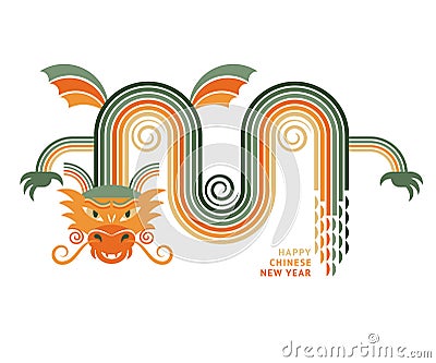 Chinese Happy New Year 2024. Year of the Dragon. Symbol of New Year. Vector Illustration