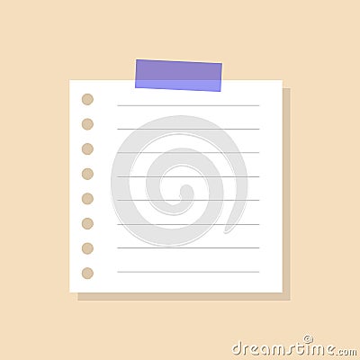 blank notebook pages with a blue tape vector illustration Vector Illustration