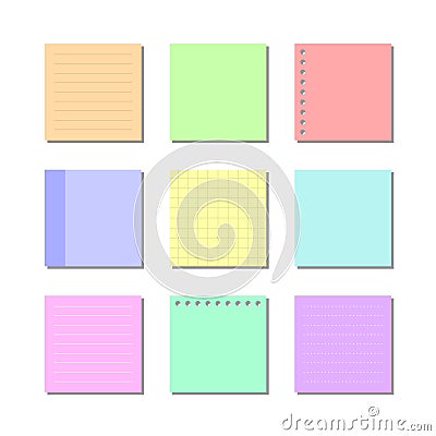 set of colorful sticky notes and pages vector illustration Vector Illustration