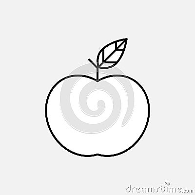 Apple line icon. Healthy food concept. Nephropathy symbol. Coloring book for children. Vector illustration. Vector Illustration