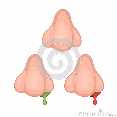 Nose Bleed And Runny Nose Symbol Set Cartoon illustration Vector Vector Illustration
