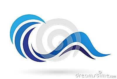 Water wave abstract blue and white striped waves vector illustrations. Ocean sea wave storm water pattern background Cartoon Illustration