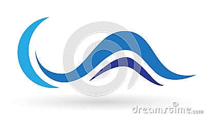 Abstract blue and white striped waves vector illustrations. Ocean sea wave storm water pattern background Cartoon Illustration