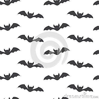 Halloween pattern with cute bats in the night sky Vector Illustration