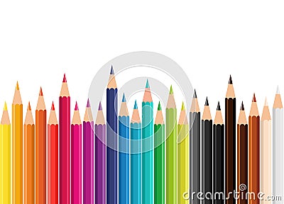 Colored pencils set with different heights Vector Illustration