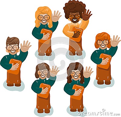 woman set illustration blond teacher`s day teacher worker set vector flat people happy smile Vector Illustration