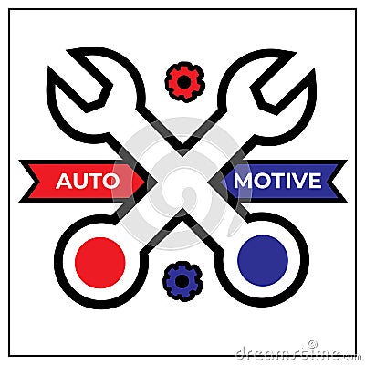 vector automotive illustration design with two wrenches in red and blue colors Vector Illustration