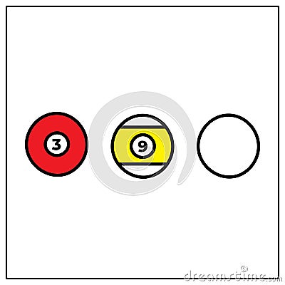 design vector illustration of three billiard balls. Vector Illustration