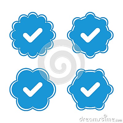 Set of vector badges and labels with check mark icons. Approved and certified icon. Check mark symbol. verified blue check logo Vector Illustration