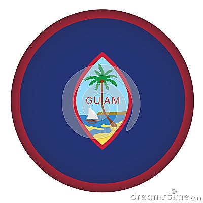 Guam Flag Round Shape Vector Vector Illustration