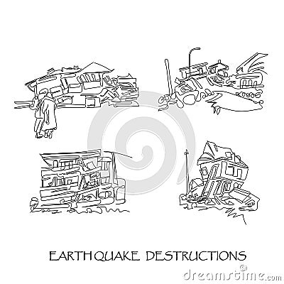 vector of earthquake disaster Stock Photo