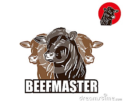 BEEFMASTER COW HEAD LOGO FOR FARING Vector Illustration