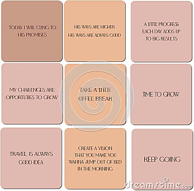 affirmation positive phrases prhase thoughts thought daily weekly monthly ipad iphone list date daily planner templates Vector Illustration