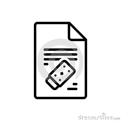 Black line icon for Erase, rubber and remove Vector Illustration