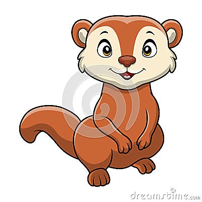 Cute weasel cartoon on white background Vector Illustration