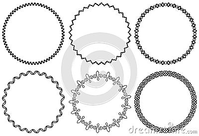 Set of decorative vintage openwork circle frames. Ornate round border. Vector illustration Vector Illustration