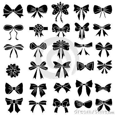 Bow ribbon icons set Vector Illustration