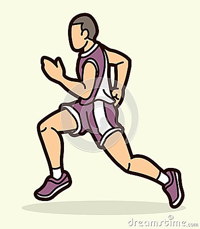 A Man Start Running Action Marathon Runner Cartoon Sport Graphic Vector Illustration