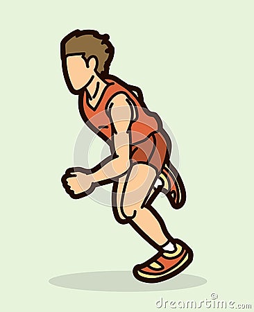 A Man Start Running Action Marathon Runner Cartoon Sport Graphic Vector Illustration