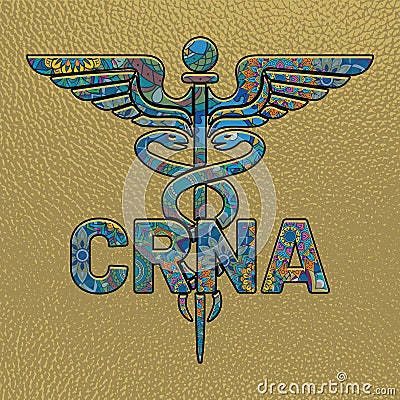 CRNA Nurse, Medical symbol caduceus nurse practitioner CRNA vector, coloring medical symbol Vector Illustration