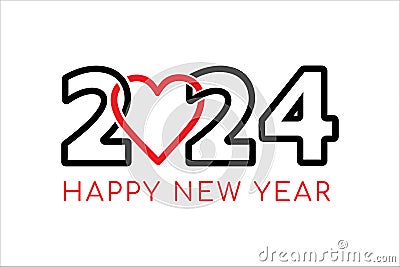 2024 Happy New Year Number Design Vector Illustration