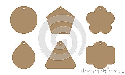 Set of Cardboard Hang Tags, Isolated on White Background Vector Illustration