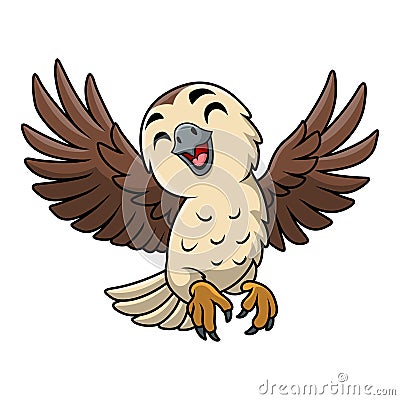 Cute falcon cartoon on white background Vector Illustration