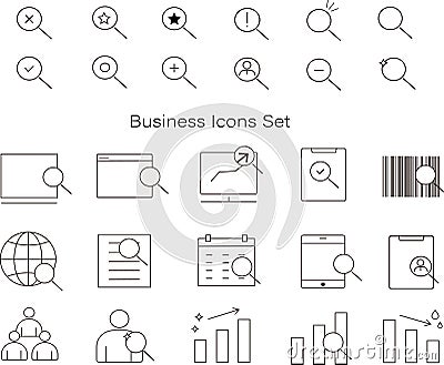 Business Icons Set - Black outline- simple and understandable Icons set for Business company. Vector Illustration