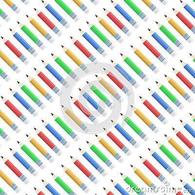 Vector pattern with different colors pencil. Concept back to scool. Vector Illustration