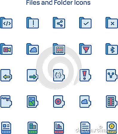 File and Folders Icon Designs Vector Illustration