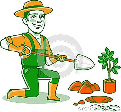 Male Gardener Work Character Icon Illustration Stock Photo