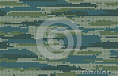 Khaki camouflage of the LED screen. Urban camo halftone dots texture. Military seamless pattern. Digital background. Vector Vector Illustration