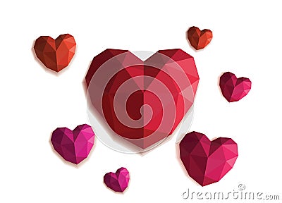 Polygonal hearts spread for Valentine's Day.PNG Stock Photo