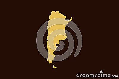 Gold colored map design isolated on brown background of Country Argentina - vector Vector Illustration