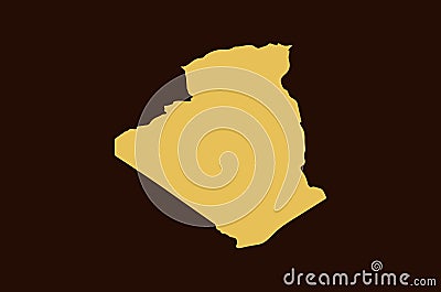 Gold colored map design isolated on brown background of Country Algeria - vector Vector Illustration
