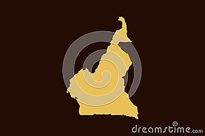 Gold colored map design isolated on brown background of Country Cameroon - vector Vector Illustration