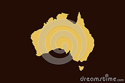 Gold colored map design isolated on brown background of Country Australia - vector Vector Illustration