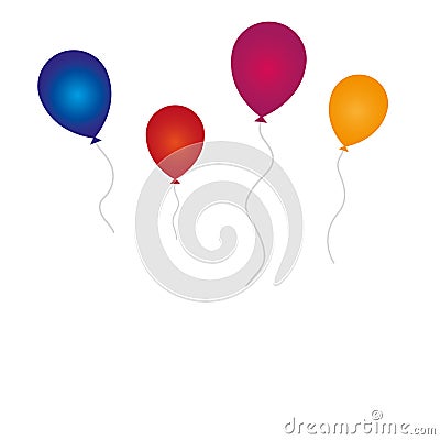 Air colored balloons, birthday background Vector Illustration