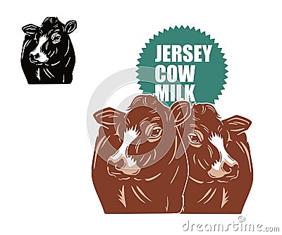 GREAT JERSEY DAIRY COW MILK LOGO Vector Illustration