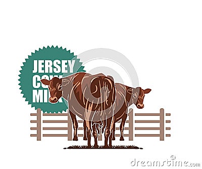 JERSEY DAIRY COW MILK LOGO Vector Illustration