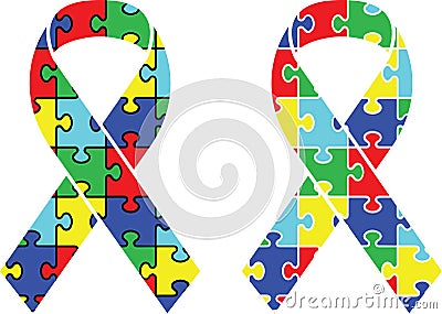 Autism ribbon, autism awareness, proud autism, autism day, vector illustration file Vector Illustration