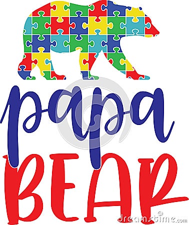 Papa bear autism, proud autism, autism day, vector illustration file Vector Illustration