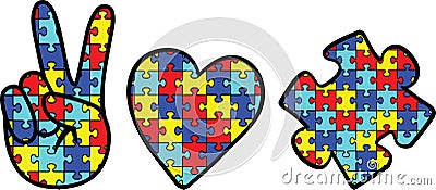 Peace love autism, proud autism, autism day, vector illustration file Vector Illustration