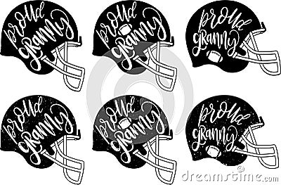 Proud granny football helmet, football love, proud football helmet family vector illustration file Vector Illustration