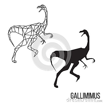 Gallimimus silhouette polygonal illustration Vector Illustration