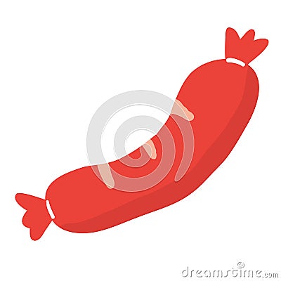 Cartoon sausage illustration in flat design style, banger or frankfurter icon Vector Illustration