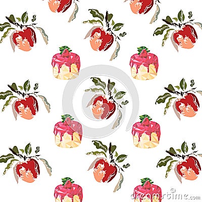 Print and background with cakes and apples for holidays Stock Photo