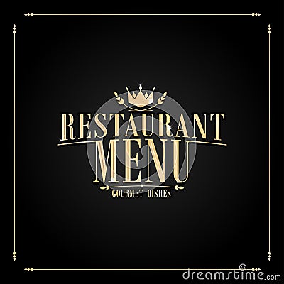 Black baroque restaurant menu gourmet dishes Vector Illustration